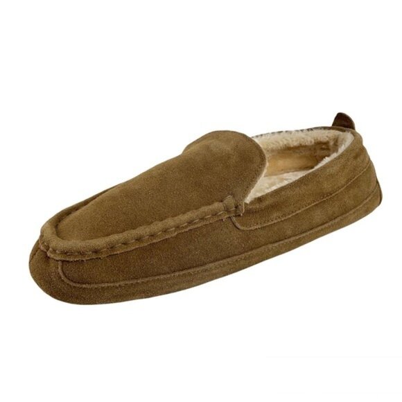 Eddie Bauer Suede Loafer Jesse Slippers Faux Fur Lined - Picture 1 of 8